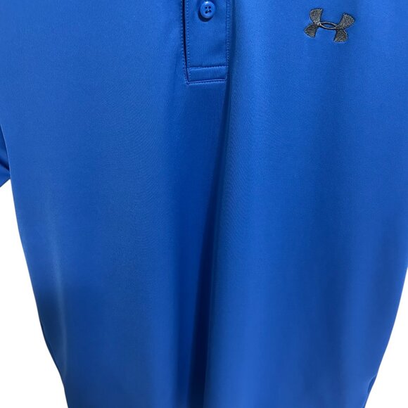 Under Armour Heatgear Golf Polo Shirt Size Medium Loose Fit Logo Blue - Picture 5 of 6